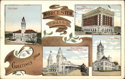 Various Views of City Worcester, MA Postcard Postcard