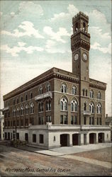 Street View of the Central Fire Station Postcard