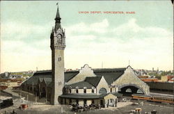 Bird's Eye View of Union Depot Worcester, MA Postcard Postcard