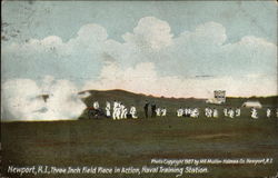 Naval Training Station - Three Inch Field Piece in Action Postcard