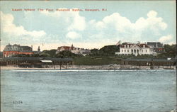 Beach Where the Four Hundred Bathe Newport, RI Postcard Postcard