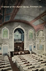 Interior of First Baptist Church Postcard