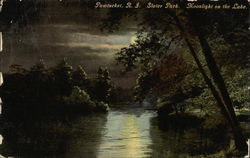 Slater Park - Moonlight on the Lake Pawtucket, RI Postcard Postcard