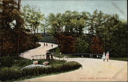 Scenic View of People Walking in Davis Park Providence, RI Postcard Postcard