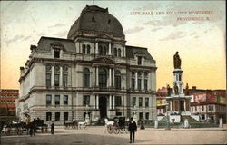 City Hall and Soldiers Monument Postcard