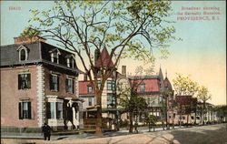 Broadway showing the Barnaby Mansion Providence, RI Postcard Postcard