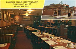 Famous Bill's Restaurant, On Routes 5 and 10 Greenfield, MA Postcard Postcard