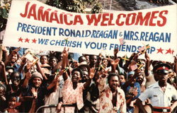 Jamaica Welcomes President Ronald Reagan & Mrs. Reagon Postcard Postcard