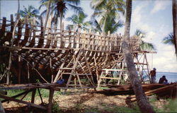 Building a Schooner, Bequia Island Postcard