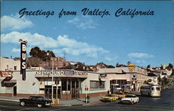 View of Town and Greyhound Bus Station Vallejo, CA Postcard Postcard