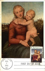 The Small Cowper Madonna by Raphael Postage Stamp - First Day of Issue - 1973 Maximum Cards Postcard Postcard