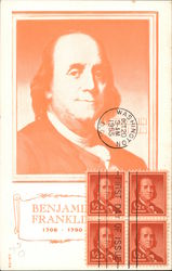 Benjamin Franklin 1706-1790 Stamp Block Maximum Cards Postcard Postcard