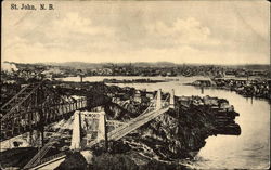 View of Town and Bridge Saint John, NB Canada New Brunswick Postcard Postcard