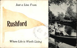 Just a Line From Rushford Where Life is Worth Living Postcard