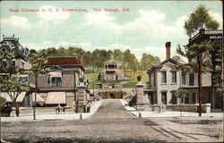 Main Entrance to US Reservation Hot Springs, AR Postcard Postcard