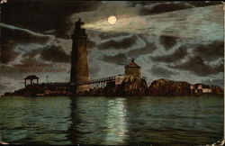 Moonlight Graves Light on Boston Harbor Lighthouses Postcard Postcard