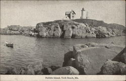 Nubble Island and Lighthouse View from Water Postcard