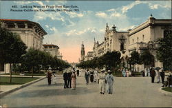 Looking West on Prado from East Gate 1915 Panama-California Exposition Postcard Postcard