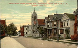 32nd Street showing First Presbyterian Church and Y.M.C.A Postcard