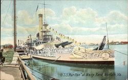 USS "Puritan" at Navy Yard Norfolk, VA Postcard Postcard