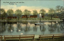 City Park, Showing Lake and Zoo Norfolk, VA Postcard Postcard