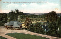 Boat House and Bridge at Riverton Park, From Casino Postcard