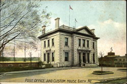 Post Office and Custom House Bath, ME Postcard Postcard