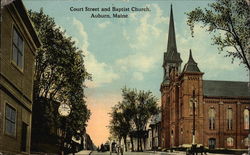 Court Street and Baptist Church Postcard