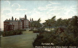 Western Promenade and Maine General Hospital Postcard