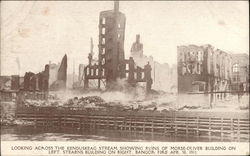 Looking Across the Kenduskeag Stream Showing Ruins of Morse-Oliver Building on Left Bangor, ME Postcard Postcard