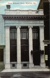 Street View of First National Bank Postcard