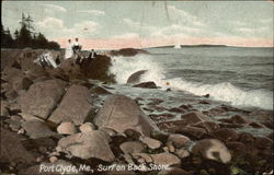 People Enjoying the Surf on Back Shore Port Clyde, ME Postcard Postcard