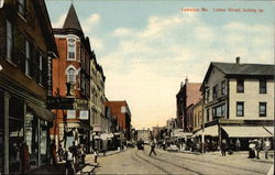 Lisbon Street, Looking Up Lewiston, ME Postcard Postcard