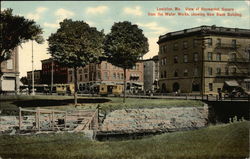 View of Haymarket Square from the Water Works, showing New Bank Building Lewiston, ME Postcard Postcard