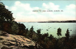 Fishing on Lake Auburn Maine Postcard Postcard