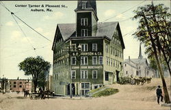 Corner of Turner and Pleasant Streets Auburn, ME Postcard Postcard