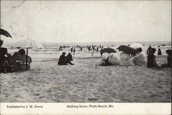 Bathing Scene Wells Beach, ME Postcard Postcard