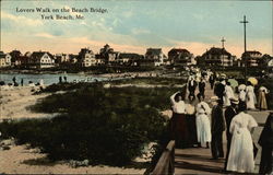 Lovers Walk on the Beach Bridge York Beach, ME Postcard Postcard