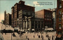 16th and Farnam Streets, Looking West Postcard