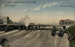 Passenger Terminals - Union Depot and Burlington Depot Omaha, NE Postcard Postcard