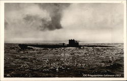 German Submarine on Patrol World War I Postcard Postcard