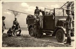 German Nazi Soldiers on Road in Transport Vehicle Nazi Germany Postcard Postcard