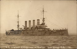 U.S. Cruiser "California" in Harbor Postcard