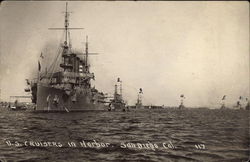 U.S. Cruisers in Harbor, San Diego, CA Postcard