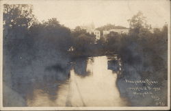 Waupaca River from Mill Street Bridge Postcard