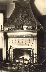 Memorial Library Fireplace Petersham, MA Postcard Postcard