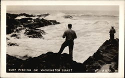 Surf Fishing on Washington Coast Postcard