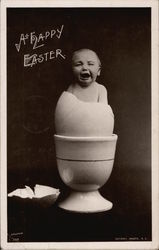 A Happy Easter - Baby Inside Egg With Children Postcard Postcard