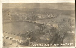 Bird's Eye View of Town and River Shannon Limerick, Ireland Postcard Postcard