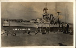 View of H.M.S. Warspite Postcard